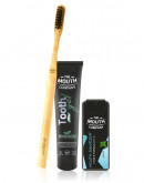 The Mouth Company Peppermint 20gm Toothgel and Mint Mouth Sanitizer Combo with  Rounded  Handle Bamboo Toothbrush