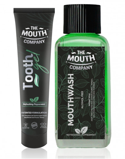 The Mouth Company Peppermint Toothgel 20gm and Mouthwash (Alcohol Free) 100gm Combo