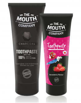 The Mouth Company Charcoal 75 gm Toothpaste Combo with Strawberry 50gm Toothpaste