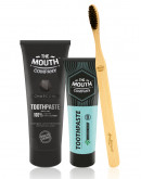 The Mouth Company Classic Mint 50  gm Toothpaste and Charcoal 75gm Toothpaste Combo with Flat  Handle Bamboo Toothbrush