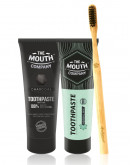 The Mouth Company Herbal Mix 75 gm Toothpaste and Charcoal 75gm Toothpaste Combo with Rounded  Handle Bamboo Toothbrush