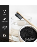 Hotel Bamboo Toothbrush with Charcoal Activated Bristles | 100% Biodegradable, Eco-Friendly, BPA-Free | Flat Handle (Low Pressure)