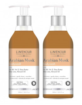 L'avenour Arabian Musk Bodywash with Shea Butter, Aloe Vera & Almond Oil | For Gentle Cleansing for Women & Men, SLS & Paraben Free - 300ml (Pack of 2)