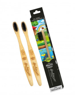 Gentlebrush - KIDS (Low Pressure) Premium Bamboo Toothbrush with Charcoal Activated Bristles - Pack of 2