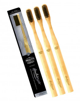 Gentlebrush - Round (Low Pressure) Premium Bamboo Toothbrush with Charcoal Activated Bristles (Pack of 3)