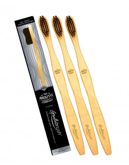 Gentlebrush - S-Curve (Medium Pressure) Premium Bamboo Toothbrush with Charcoal Activated Bristles (Pack of 3)