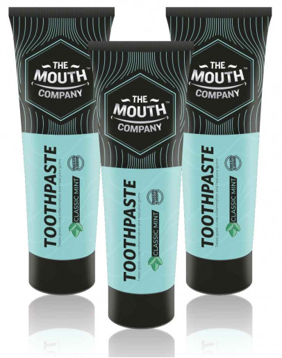 The Mouth Company Classic Mint Toothpaste 100g - Pack of 3 | Sensitivity & Cavity Protection | 100% Vegan, SLS & Paraben Free, Gluten Free & No Harmful Chemicals