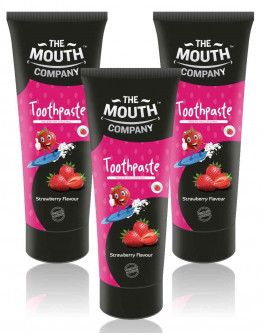 The Mouth Company Strawberry Toothpaste 50g - Pack of 3 | 100% Vegan, SLS & Paraben Free, Gluten Free & No Harmful Chemicals 
