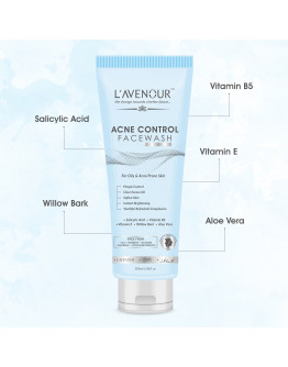 L'avenour Acne Control Face Wash with Salicylic Acid, Vitamin E, B5 & Aloe Vera For Oily & Acne Prone Skin 100ml - Pack of 3