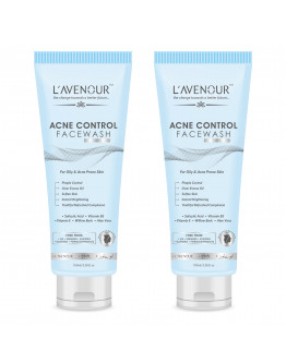 L'avenour Acne Control Face Wash with Salicylic Acid, Vitamin E, B5 & Aloe Vera For Oily & Acne Prone Skin 100ml - Pack of 2