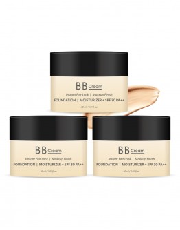 L'avenour BB Cream Instant Fair Look, Makeup Finish & UV Protection with Shea Butter, Olive Oil, Vitamin E, Vitamin B3, Vitamin C, SPF 30 PA++ (Pack of 3)