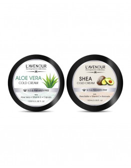 L'avenour Aloe Vera Cold Cream & Shea Cold Cream For Dry Skin | SLS & Paraben Free Cold Cream For Women & Men - Combo