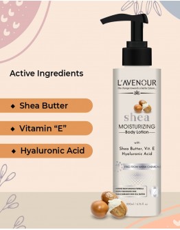 L'avenour Shea Butter Moisturizing Body Lotion 200ml | Enriched with Shea Butter, Vitamin E & Hyaluronic Acid | Pack of 3