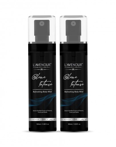 L'avenour Blue Intense Refreshing Body Mist infused with Steam Distilled Fusion of Flowers, Fruits & Herbs | Body Spray and Perfume For Long-lasting Fragrance | For Men & Women – 100 ml (Pack of 2)