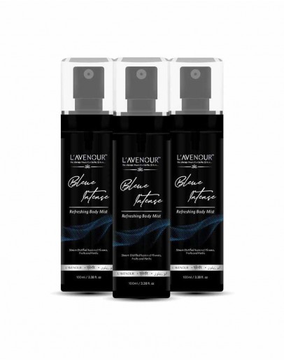 L'avenour Blue Intense Refreshing Body Mist infused with Steam Distilled Fusion of Flowers, Fruits & Herbs | Body Spray and Perfume For Long-lasting Fragrance | For Men & Women – 100 ml (Pack of 3)