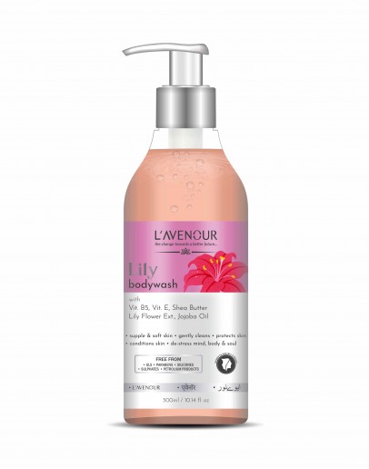 L'avenour Lily Bodywash with Shea Butter, Jojoba Oil & Lily Flower Extracts | For Gentle Cleansing for Women & Men, SLS & Paraben Free - 300ml