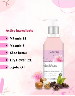 L'avenour Lily Bodywash with Shea Butter, Jojoba Oil & Lily Flower Extracts | For Gentle Cleansing for Women & Men, SLS & Paraben Free - 300ml (Pack of 3)