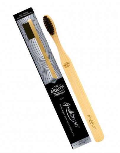 Gentlebrush - Flat (Low Pressure) Premium Bamboo Toothbrush with Charcoal Activated Bristles | 100% Biodegradable, Eco-Friendly, BPA-Free