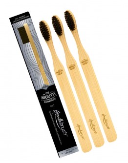 Gentlebrush - Flat (Low Pressure) Premium Bamboo Toothbrush with Charcoal Activated Bristles (Pack of 3)