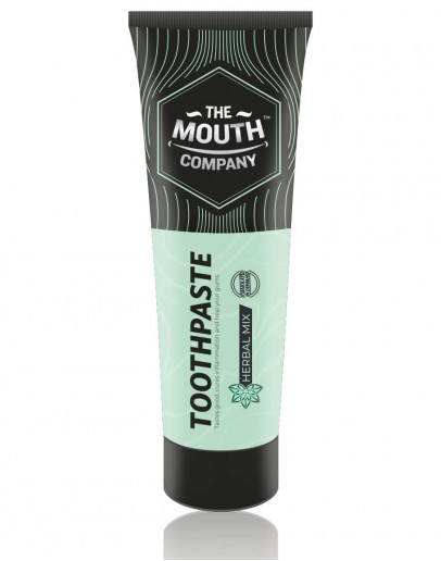 The Mouth Company Herbal Mix Toothpaste 75g | 100% Vegan, SLS Free, Paraben Free, Gluten Free & No Harmful Chemicals | Free Gift