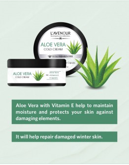 L'avenour Aloe Vera Cold Cream with Vitamin E | SLS & Paraben Free Cold Cream for Dry Skin, Hands and Body - 100 ml