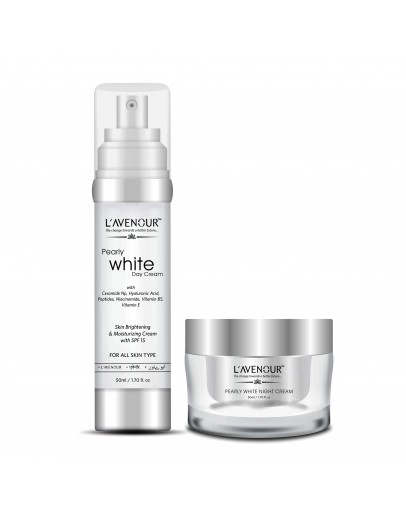 L'avenour Pearly White Day & Night Cream Combo For Men & Women | Suitable For All Skin Types | Anti-Ageing, Skin Brightening & Moisturizing Face Cream