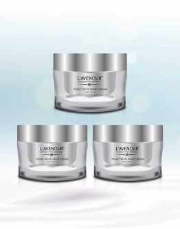 L'avenour Pearly White Night Cream with Niacinamide, Tea Tree Oil & Hyaluronic Acid for Even Skin Tone, Dark Spots and Wrinkles | Night Face Cream for Women & Men - 50ml (Pack of 3)