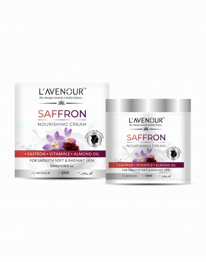 L'avenour Saffron Nourishing Cream with Saffron, Almond Oil & Vitamin E, SLS & Paraben Free, Hands and Body, 100 ml
