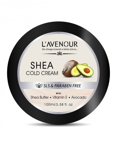 L'avenour Shea Cold Cream, with Vitamin E, Shea Butter & Avocado Oil, SLS Paraben Free, Hands and Body, 100 ml