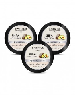 L'avenour Shea Cold Cream with Vitamin E & Avocado Oil, SLS & Paraben Free Cold Cream for Dry Skin, Hands and Body - 100 ml (Pack of 3)