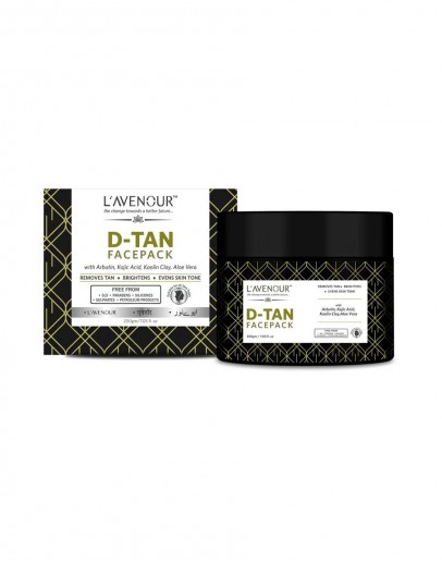 L'avenour D-Tan Face Pack with Aloe Vera, Kaolin Clay, Arbutin | Removes Tan, Brightens & Evens Skin Tone | For All Skin Types - 200gm