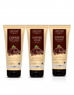 L'avenour Coffee Skin Care Trio Pack of Face Wash, Face Pack & Scrub | Suitable for Both Men & Women | Pack of 3 Products 
