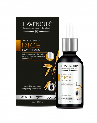L'avenour Anti-Wrinkle Rice Face Serum with Rice Water, Amla Extract & Orange Peel for Even Skin Tone, Hydration & Improving Skin Barrier for Men & Women - 30ml