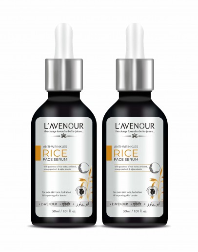 Anti-Wrinkle Rice Face Serum with Rice Water, Amla Extract & Orange Peel for Even Skin Tone, Hydration & Improving Skin Barrier for Men & Women - 30ml (Pack of 2)