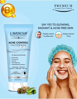 L'avenour Acne Control Face Wash with Salicylic Acid, Vitamin E, B5 & Aloe Vera For Oily & Acne Prone Skin 100ml - Pack of 2