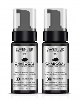 L'avenour Charcoal Foaming Facewash For Pollution & Oil Control | Face Wash For Deep Cleansing, Dirt Removal & Instant Brightening, Men & Women - 100ml (Pack of 2)