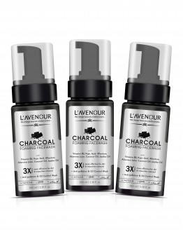 L'avenour Charcoal Foaming Facewash For Pollution & Oil Control | Face Wash For Deep Cleansing, Dirt Removal & Instant Brightening, Men & Women - 100ml (Pack of 3)