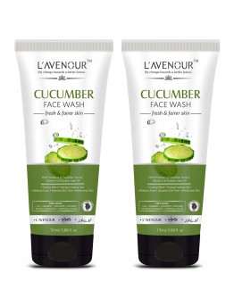 L'avenour Cucumber Facewash with Vitamin E & Pumpkin Seed Oil for Fresh & Fairer Skin for Men & Women 115ml (Pack of 2)