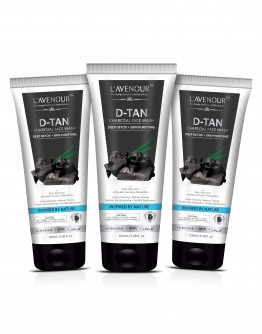 L'avenour D-Tan Charcoal Face Wash with Activated Charcoal for Deep Detoxification and Cleansed Skin - 100ml (Pack of 3)