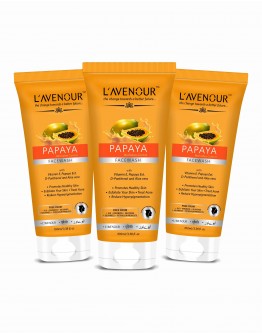 L'avenour Papaya Blemishes Control Face Wash with Vitamin E, Papaya Ext. & Aloe Vera for Men & Women, Promotes Healthy Skin, Exfoliates Your Skin, Treat Acne & Reduce Hyper-Pigmentation 100ml (Pack of 3)