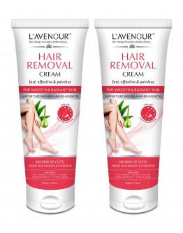 L'avenour Hair Removal Cream For Women, Smooth & Radiant Skin - 50gm | For All Skin Types | Supports Retranding Hair Re-Growth | Pack of 2