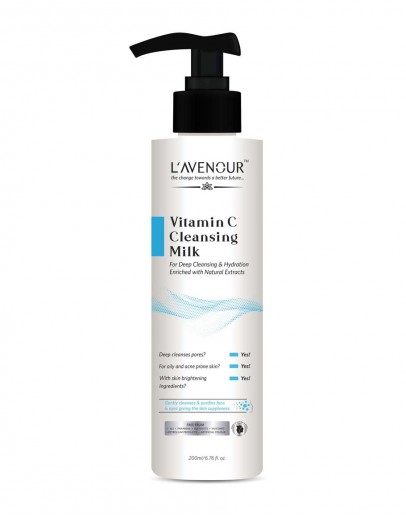 L'avenour Vitamin C Cleansing Milk for Deep Cleansing, Hydration, Soft & Glowing Skin | For All Skin Types - 200ml
