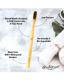 Gentlebrush - Round (Low Pressure) Premium Bamboo Toothbrush with Charcoal Activated Bristles (Pack of 3)